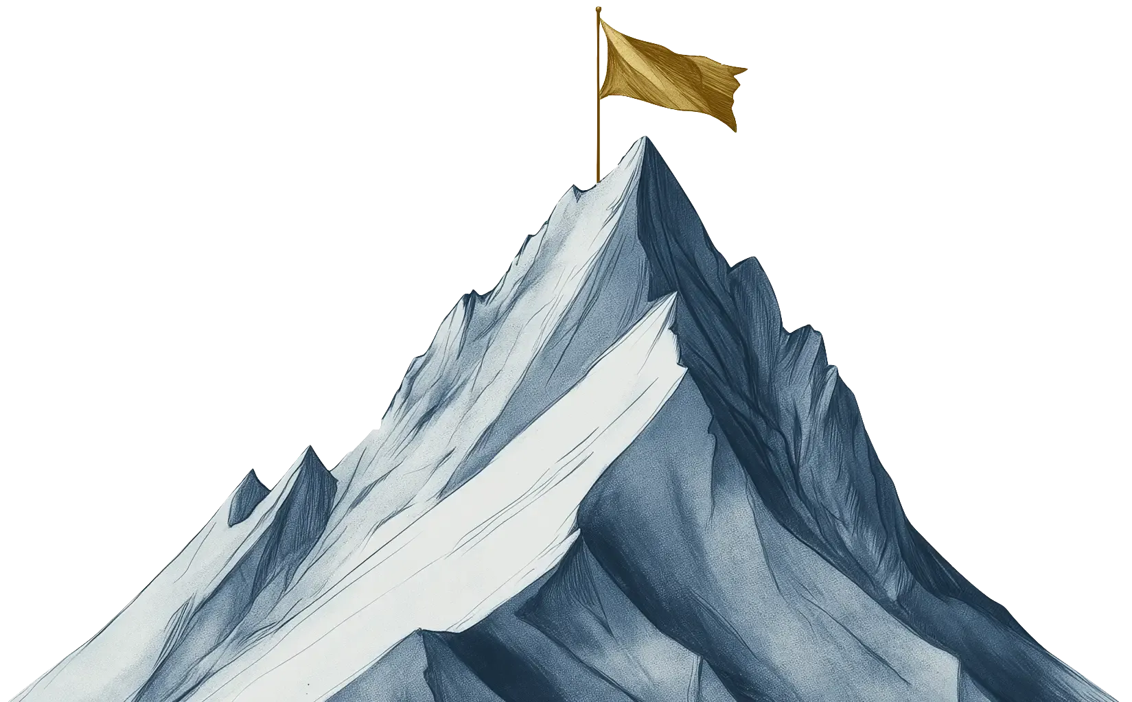 Gipfel mit goldener Flagge